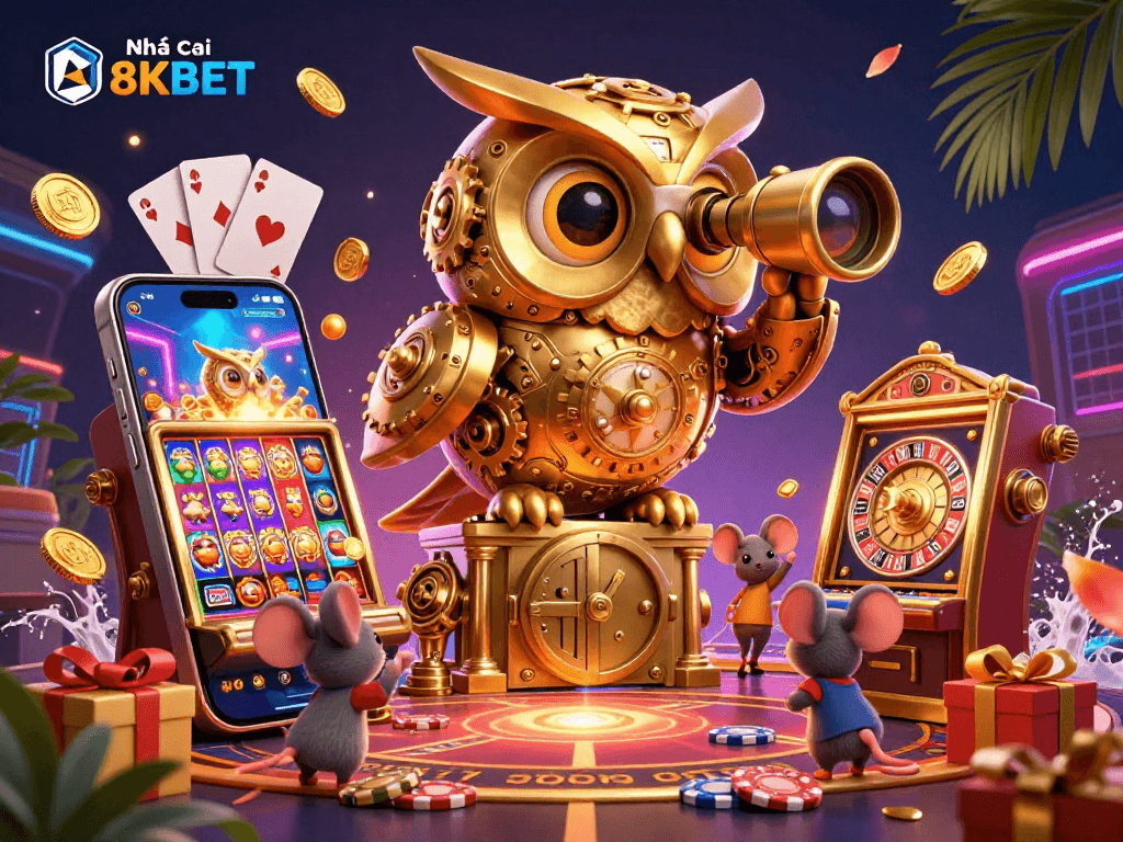 Spin and win at Nhà cái 8KBET with vibrant gaming elements and an energetic casino atmosphere.