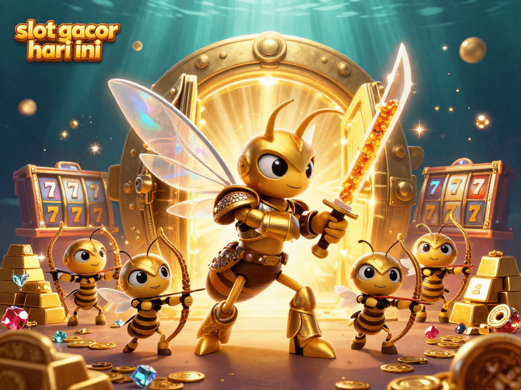 Engage with the excitement of slot gacor hari ini through 3D captivating illustration filled with golden treasures.