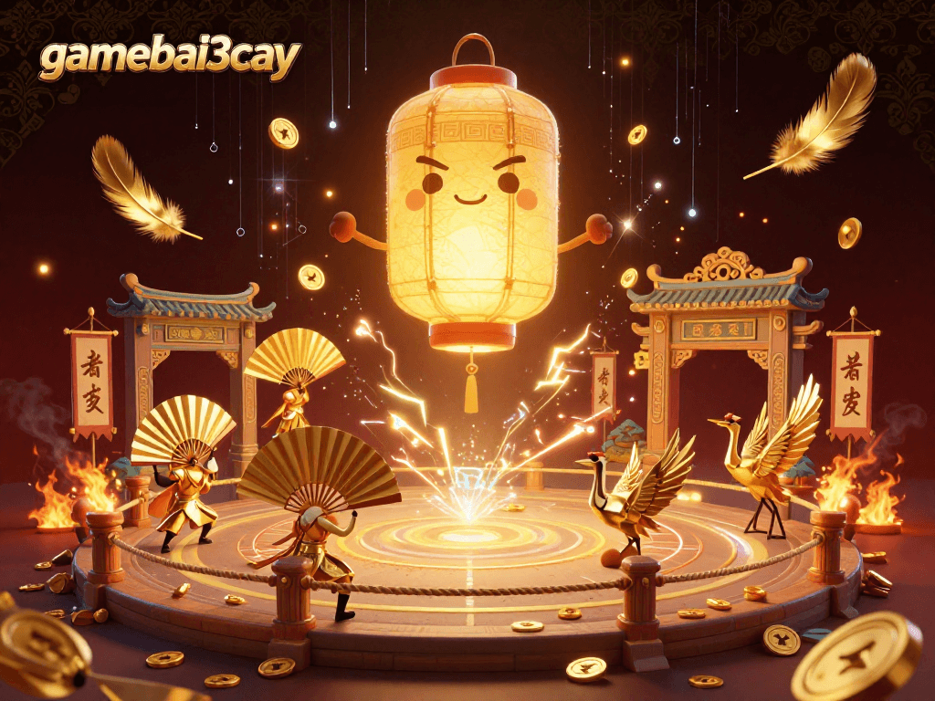 Experience the excitement at gamebai3cay with a captivating 3D cartoon gaming scene showcasing unique cultural elements.