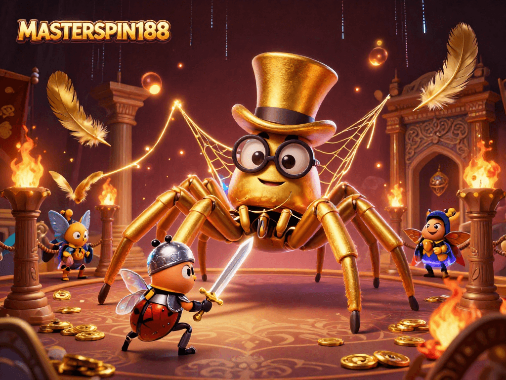 MASTERSPIN188 entices players in a lush casino realm where whimsical characters and vibrant elements converge.