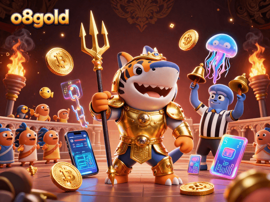 Win big at o8gold with thrilling underwater battles featuring a golden gladiator shark.