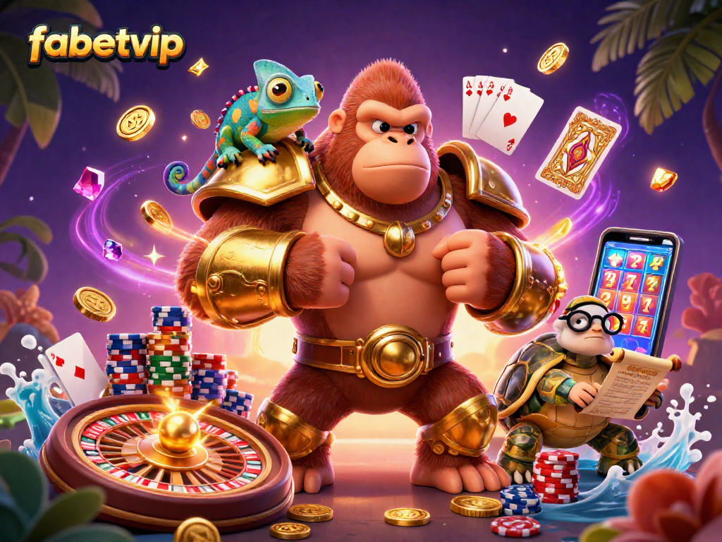 Experience thrilling fun at fabetvip with the gorilla king and tortoise elder in a dynamic casino atmosphere.
