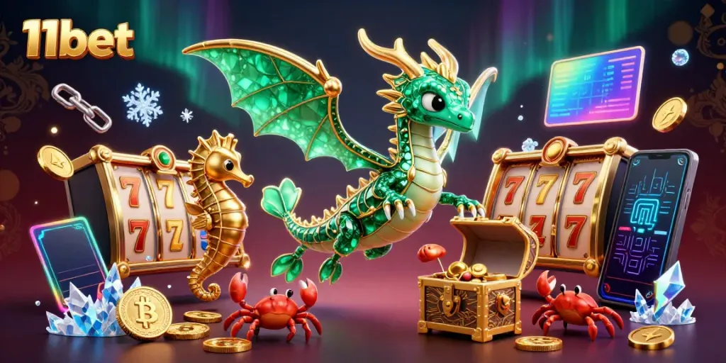 Experience thrilling gameplay at 11bet with a vibrant sea dragon and treasure scene.