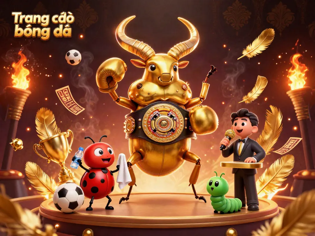 Engage in intense Trang cá độ bóng đá action with a golden stag beetle battling, highlighting betting excitement.