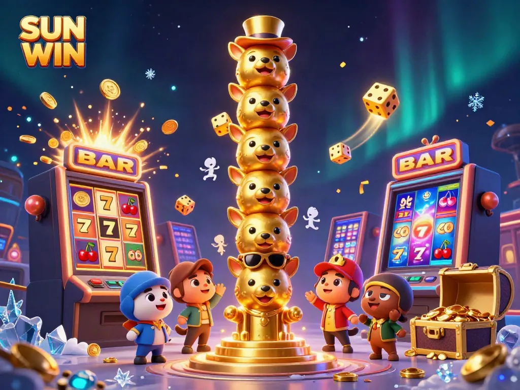 Engage with SUN WIN's thrilling slot experience amidst a vibrant casino explosion of colors.
