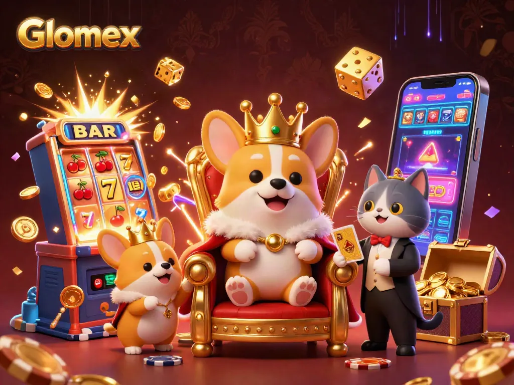 Engage with Glomex's winning strategies through a lively casino-themed 3D illustration.
