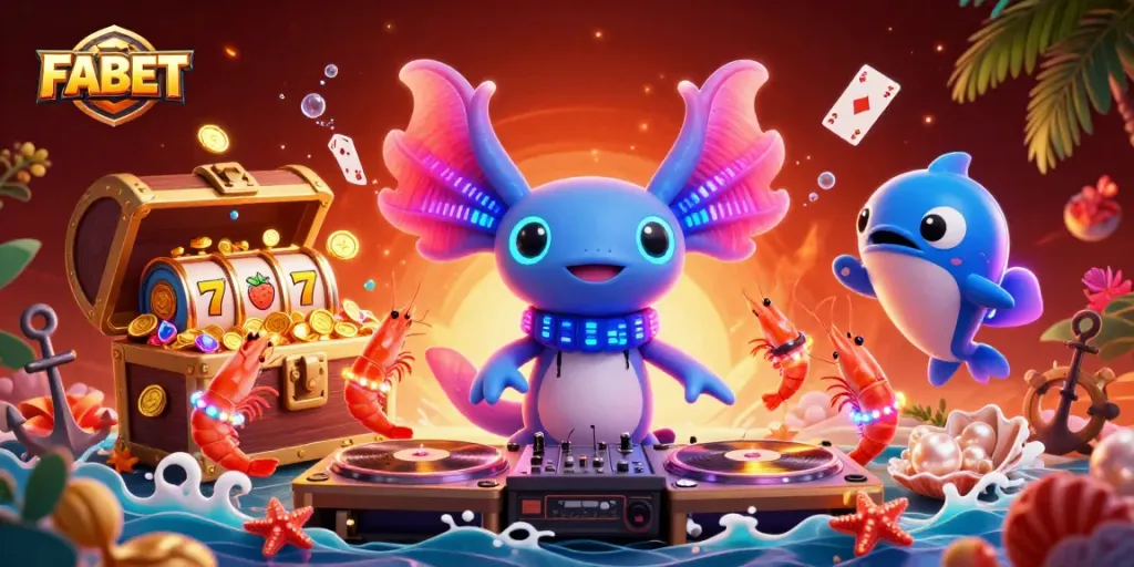 Experience thrilling gameplay with FABET, featuring vibrant casino elements and energetic characters.