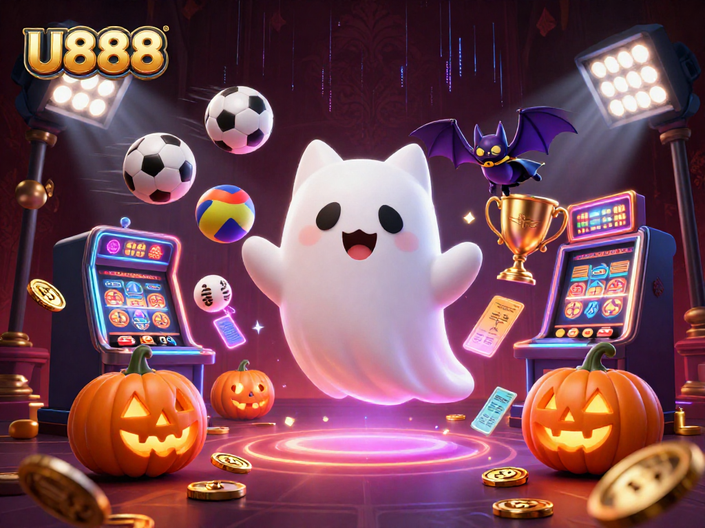 Engage with U888's thrilling gambling experience through a vibrant casino scene filled with excitement.