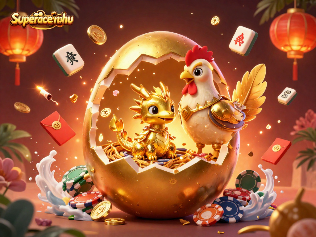 Experience the thrilling action of superace-nohu with a golden dragon and poker chips in a vibrant casino scene.