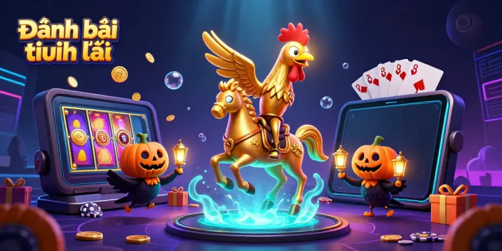 Experience Đánh bài tiến lên with vibrant casino elements and engaging 3D characters.