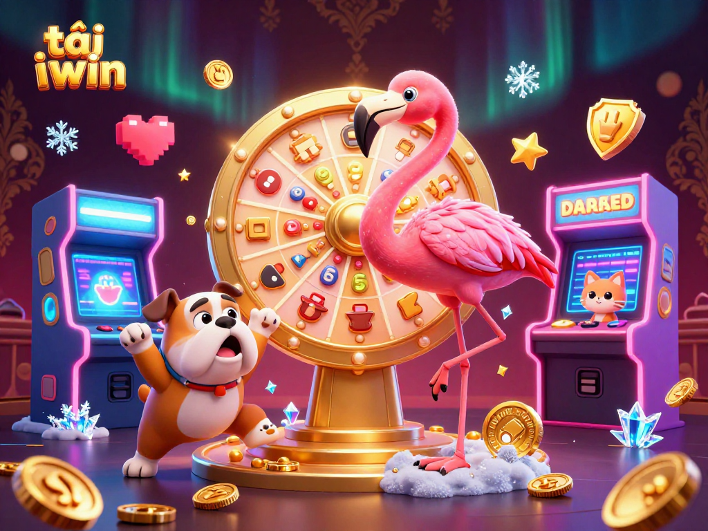 Engage with exciting casino fun as you tải iwin and spin the prize wheel in a vibrant gaming scene.