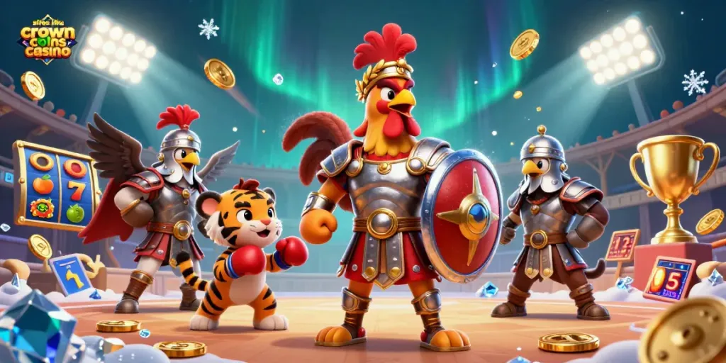 Experience exciting gameplay with sites like crown coins casino showcasing slot machines and vibrant 3D characters.