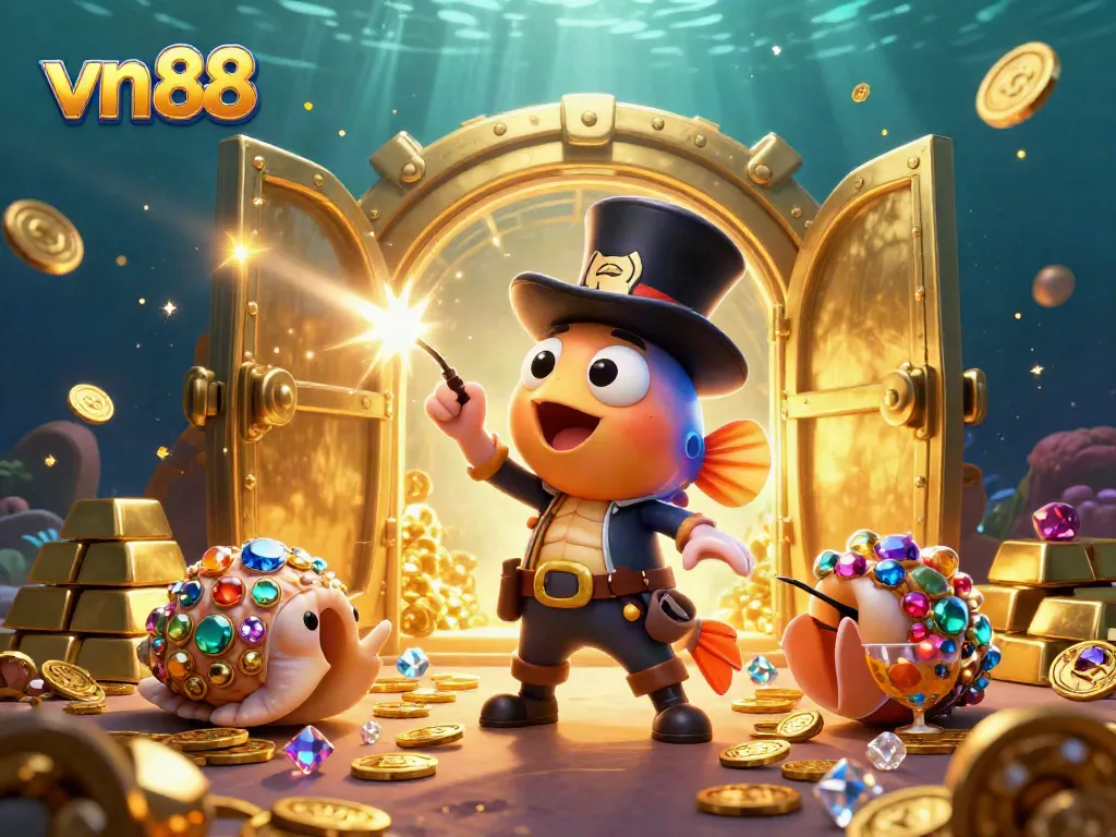 Win big with vn88 while exploring underwater treasures in this vibrant casino illustration.