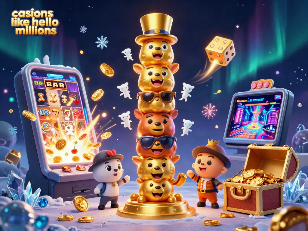 Play exciting games at casinos like hello millions with vibrant illustrations of dynamic casino elements.
