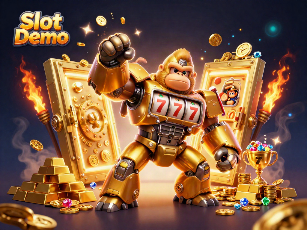 Experience the excitement of Slot Demo games with this vibrant visual featuring slots and treasures.