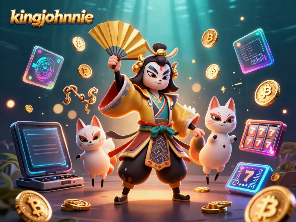 Engage in thrilling gameplay at kingjohnnie with vibrant crypto-themed characters and elements.