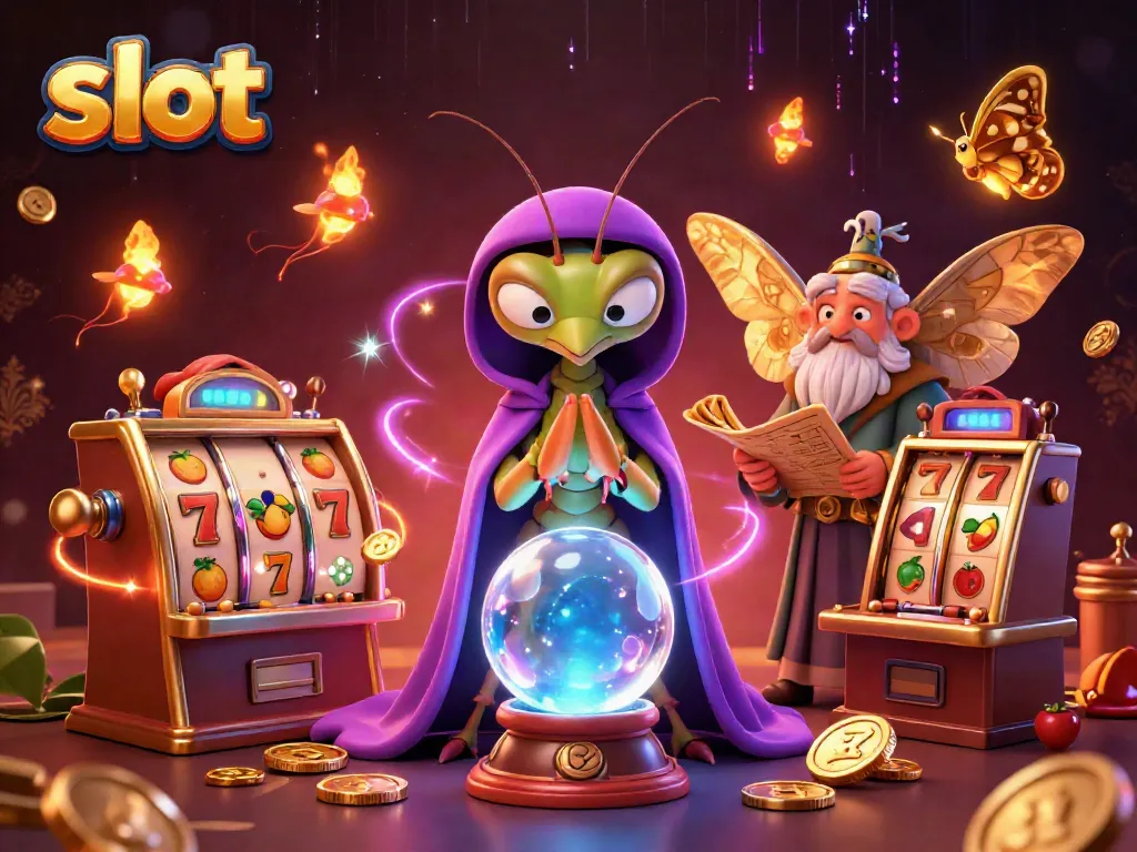 Experience the thrill of slot machines with vibrant characters and dynamic casino elements in this engaging illustration.