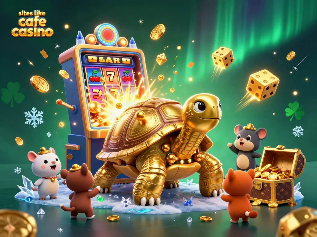 Engage with sites like cafe casino in this thrilling 3D casino scene featuring slots and dynamic game elements.