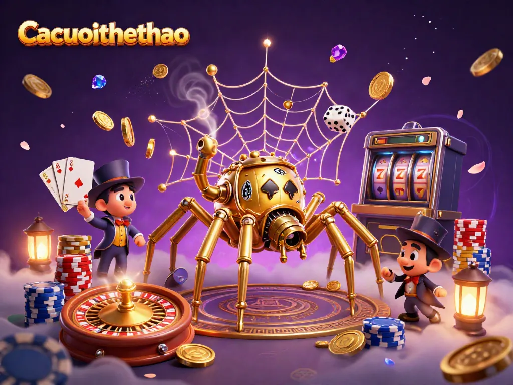 Experience the thrill of betting with Cacuocthethao in a dynamic 3D gaming scene.