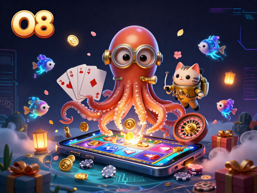 Enjoy engaging slot experiences with O8’s vibrant 3D kraken, diving cat, and bioluminescent fish.