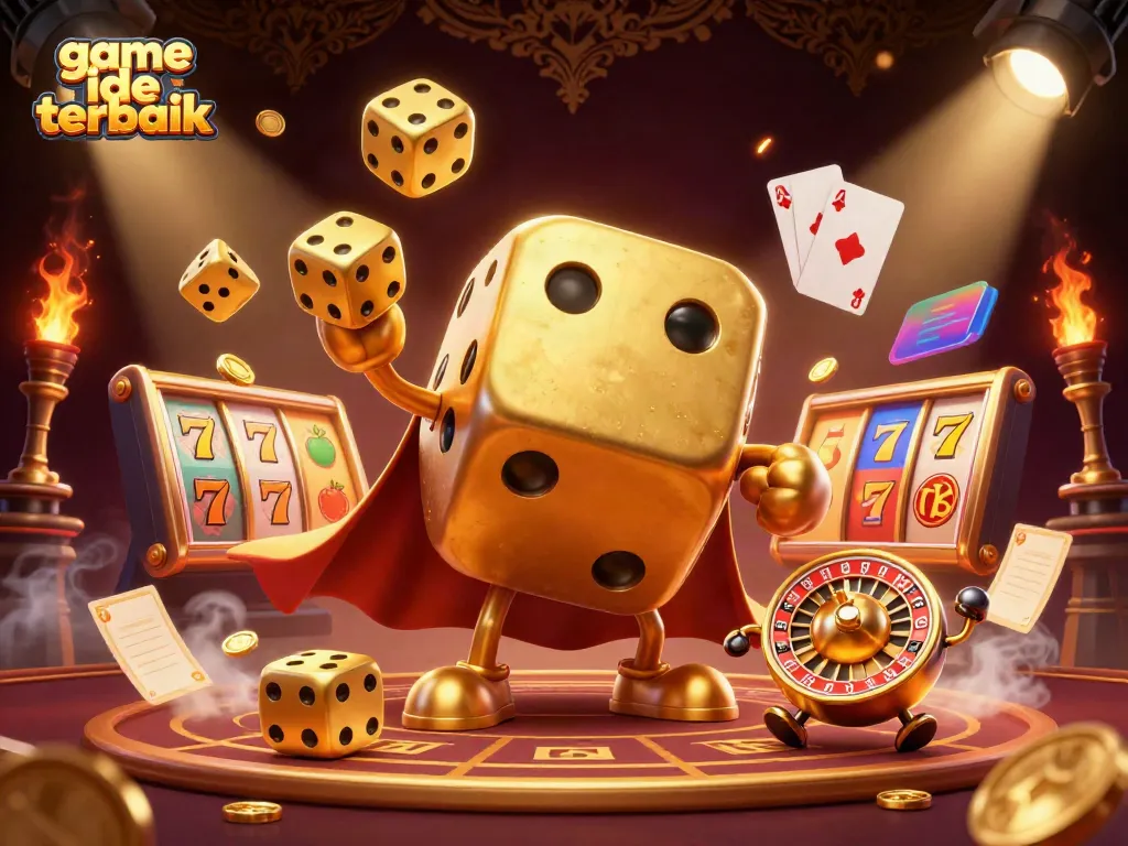 Menangkan game idle terbaik dengan karakter dadu emas dan elemen kasino yang menarik.