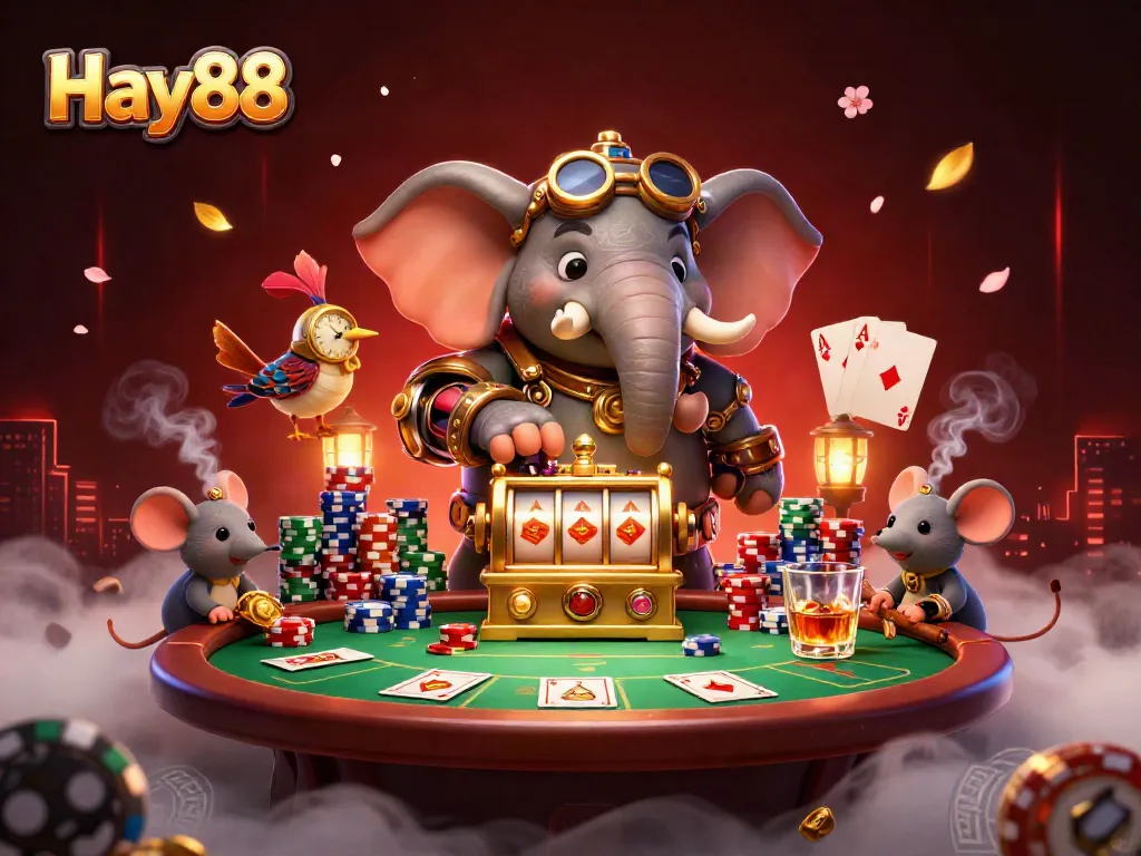 Engage in thrilling casino adventures at Hay88 with steampunk characters and vibrant games.