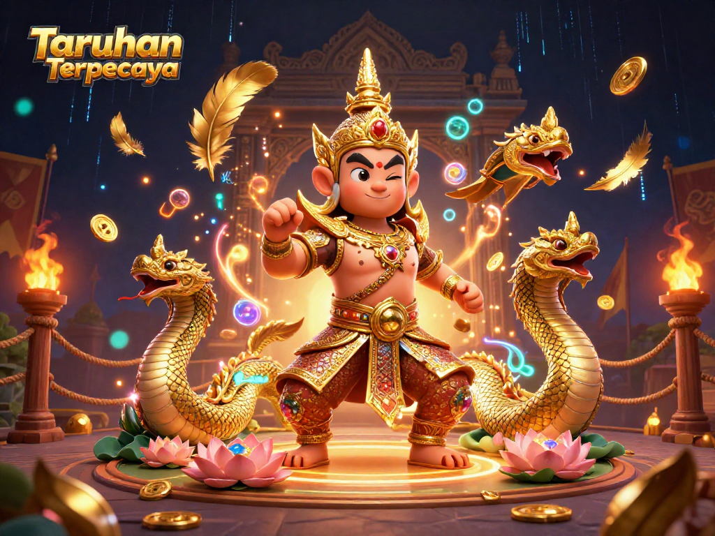 Experience the thrill of Taruhan Online Terpercaya with our dynamic casino-themed illustration.