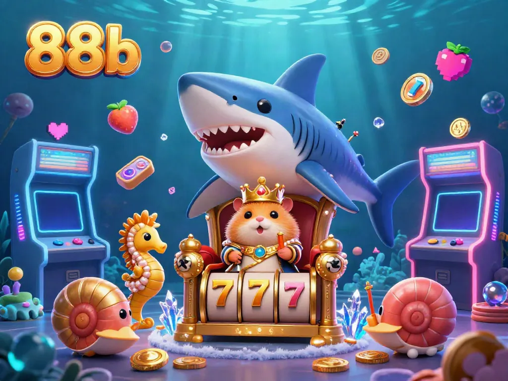 Immerse in the vibrant 88b world of playful gaming with a golden hamster king and interactive slot elements.