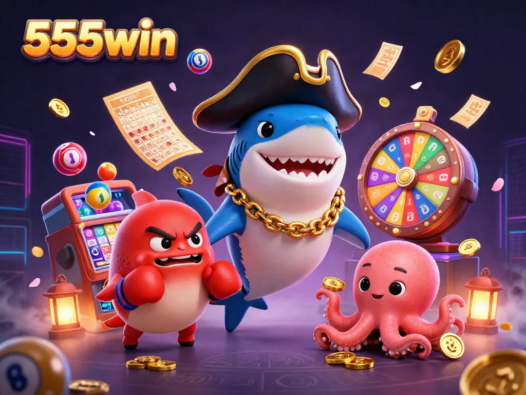 Engage with exciting slots at 555win featuring dynamic colorful rewards and playful characters.