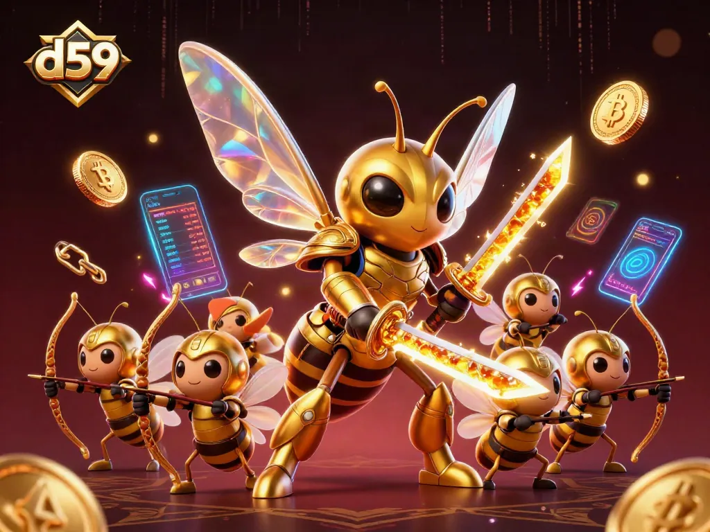 Experience winning strategies with d59 in a colorful 3D casino-themed illustration.