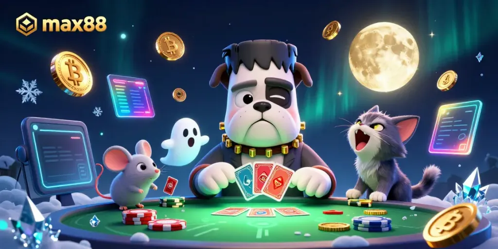 Experience thrilling gameplay at max88 with a spooky scene rich in vibrant elements and unique characters.