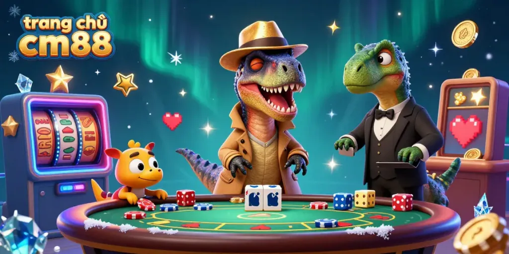 Action at a blackjack table on trang chủ cm88 with a velociraptor, a stegosaurus pit boss, and a compy pickpocket.