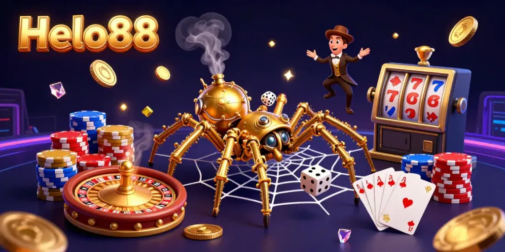 Experience the excitement of Helo88 with vibrant casino elements and characters, showcasing thrilling gameplay.