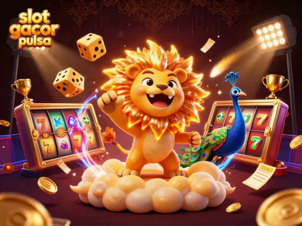 Spin the reels and chase wins with slot gacor pulsa in this vibrant casino illustration.
