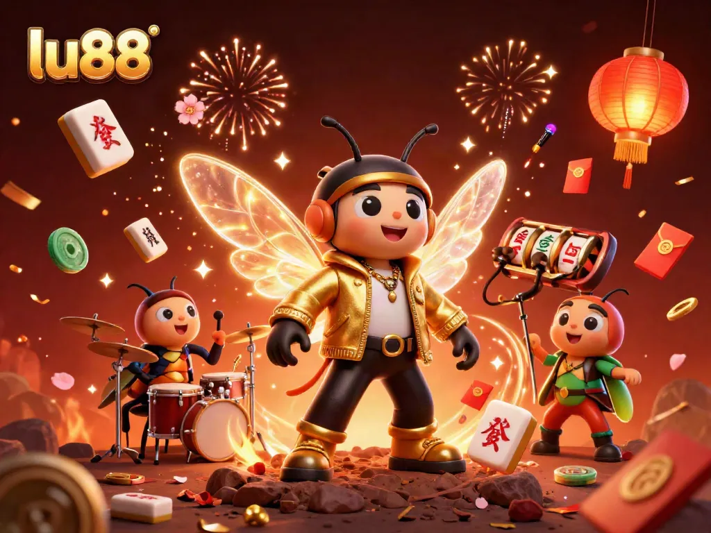 Experience thrilling gameplay at lu88 with a dynamic casino scene highlighting exciting slots and vibrant characters.