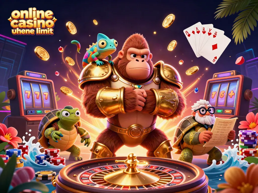 Experience the excitement of an online casino ohne limit with vibrant characters and dynamic game elements in a detailed scene.
