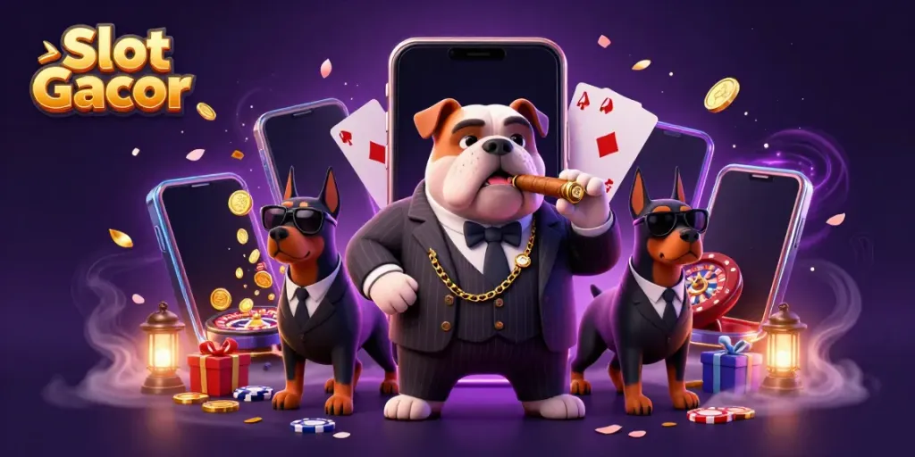 Experience the excitement of Slot Gacor with vibrant slot games and casino visuals in this 3D illustration.